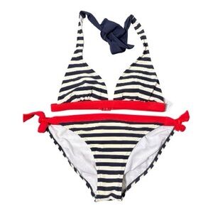 BODEN Striped Navy, White and Red Bikini